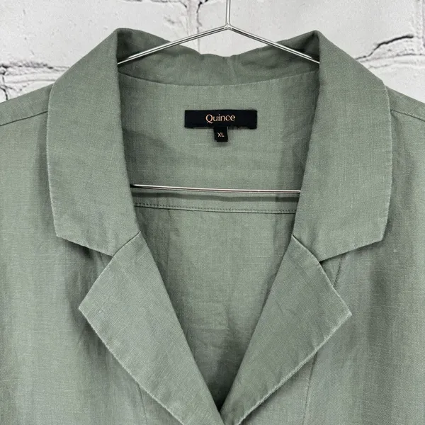 Quince Linen Shirt Women’s XL Sage Green 100% European Linen Short Sleeve Boxy - Image 3