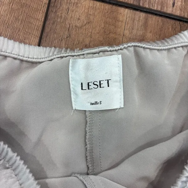 LESET Women's Barb Wide Leg Pant Watercress Silky Gray Size S Minimalist FLAWED - Image 5