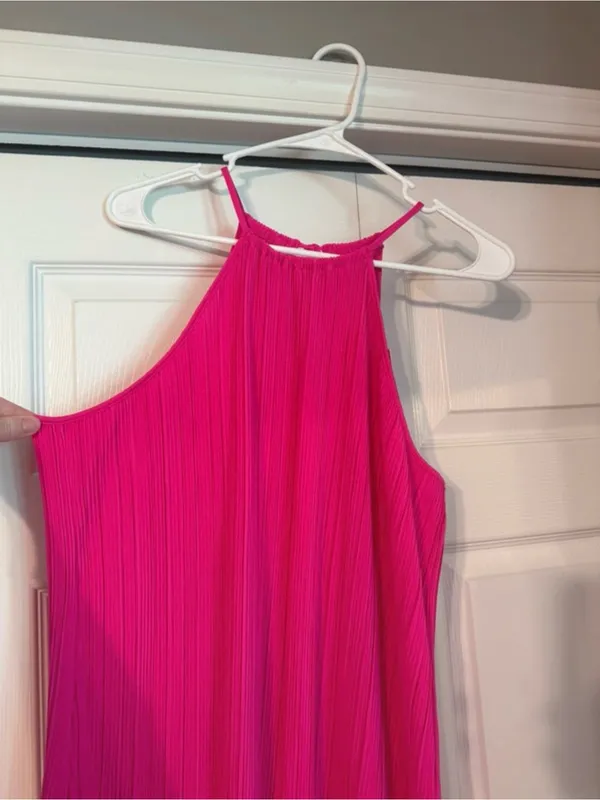 A New Day Sleeveless Crinkle Fabric Pleated Midi Cocktail Dress Women’s Sz Large - Image 2