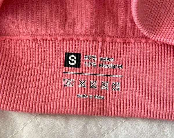 Amazon Light Pink Ribbed Sports Bra - Image 3