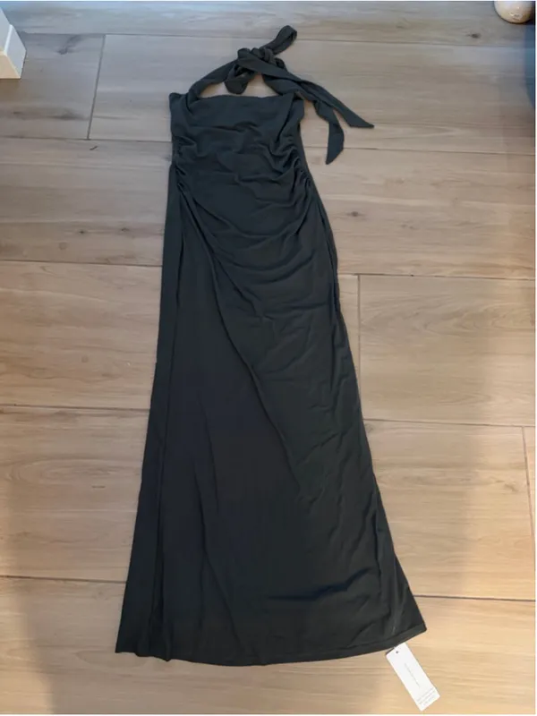 NEW Mesh Ruched Sheer Sleeveless Wedding Guest Bodycon Maxi Dress M - Image 4