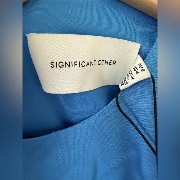 NWT Significant Other Lara Blue Satin Long Sleeve Maxi Dress Size 4 - Image 6
