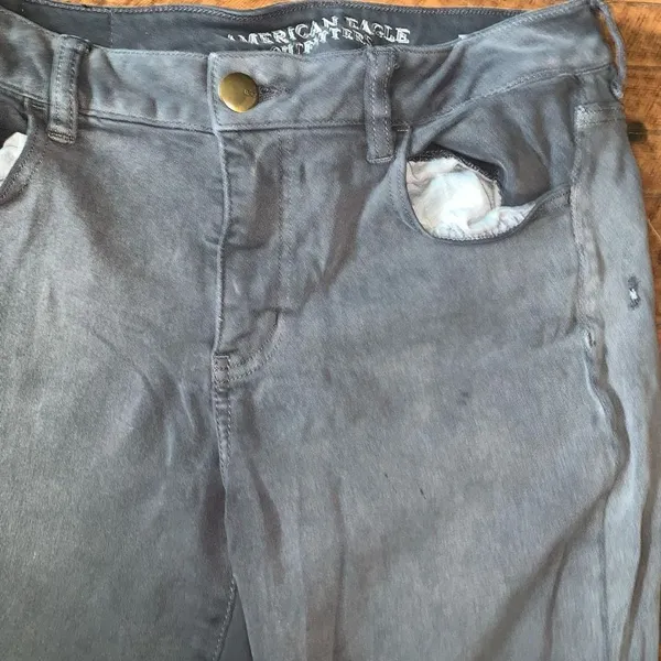 American Eagle gray distressed size 12 normcore stretchy jeggings - Image 2