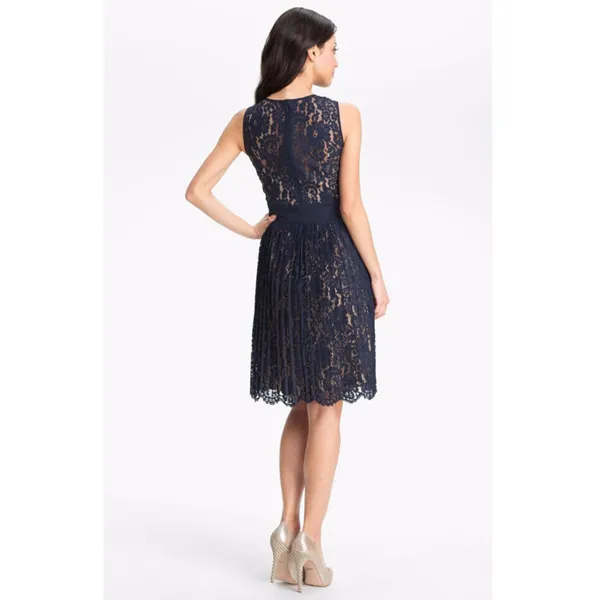 Eliza J Size 8 Navy Lace Dress Sleeveless Wedding Guest Cocktail Party Dress - Image 2