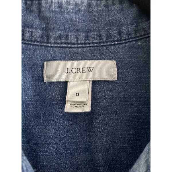J.Crew Chambray Popover Shirt Dress Womens Size 0 Blue Denim Mini Cotton Classic - Image 2