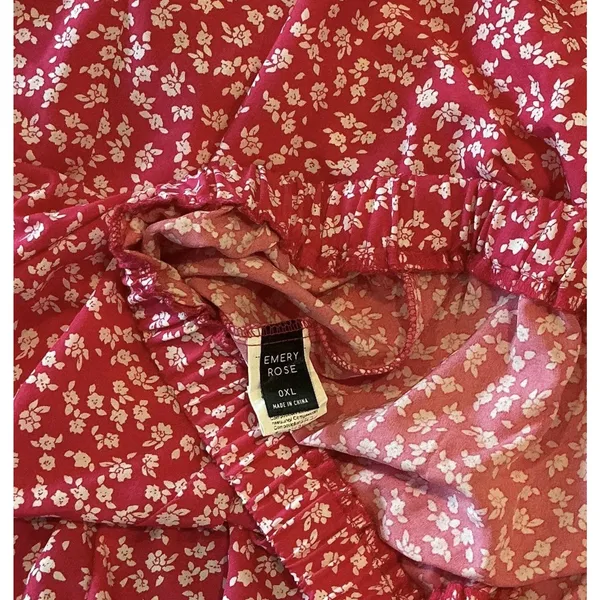 Emery Rose Pink Floral Midi/Maxi A-Line Skirt Elastic Waist Pull On Ruffle XL - Image 3