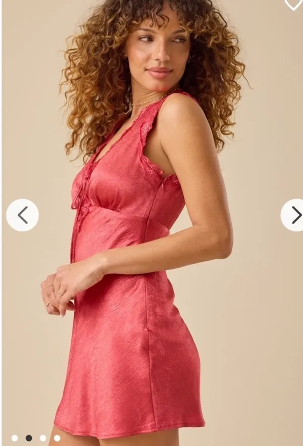 Altar'd State Blakely Dusty Red Satin Lace Mini Dress Size Large - Image 5