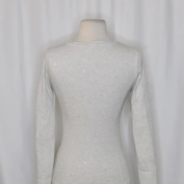 J. CREW Vintage Rib Long Sleeve T-Shirt Embellished Heathered Dove XXS XX-Small - Image 8