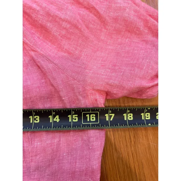 J. Crew Pink Linen Blend Puff Sleeve Tie Neck Blouse Top Size 4‎ - Image 5