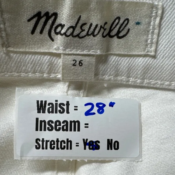 Madewell White Button‎ Front Denim Mini Skirt Size 26 - Image 3