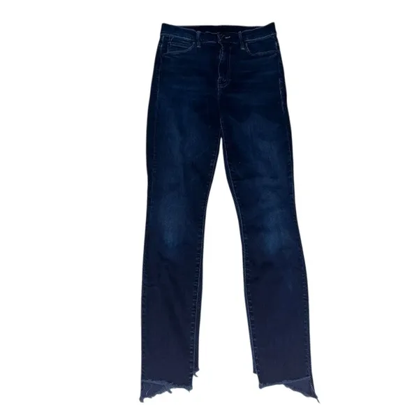 MOTHER The Stunner Zip Two Step Fray‎ Skinny Jeans Last Call Dark Wash 25 - Image 4