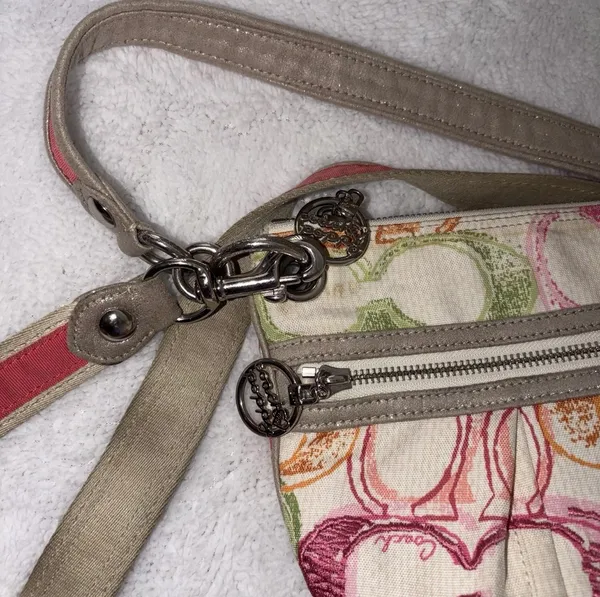 Y2K Coach Scribble Logo Signature Crossbody Handbag Poppy Edition Vintage - Image 4