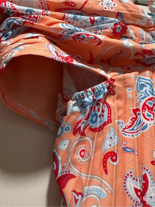 orange and paisley pleated maxi dress - Image 3