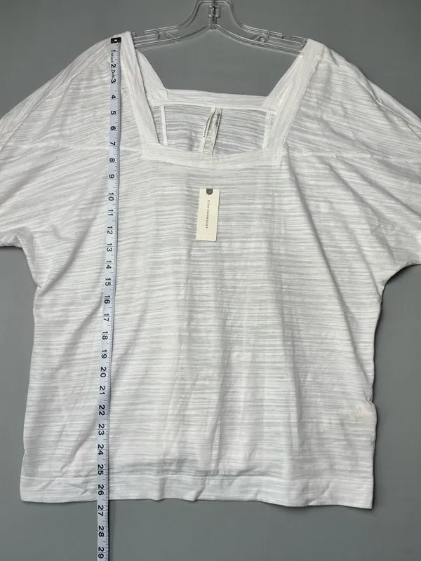 Anthropologie White Slub Knit Square Neck Top Size Large NWT - Image 4