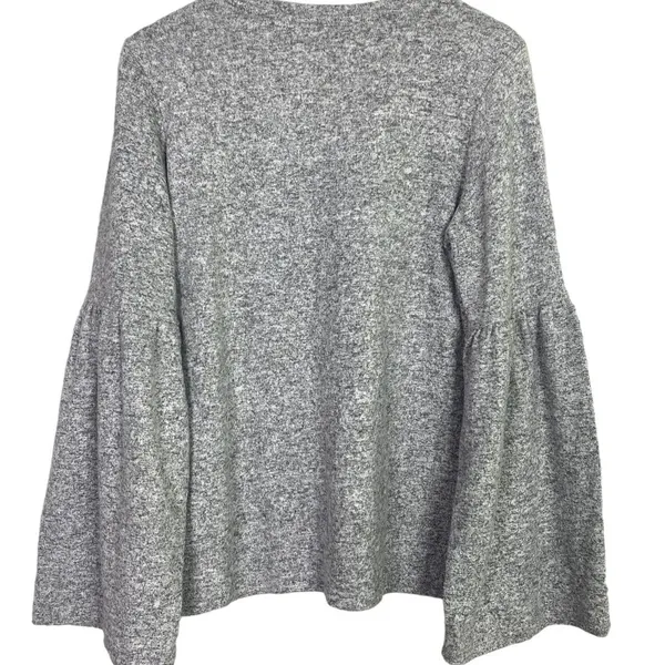 Zara Oversized Bell Longsleeve Soft Knit Pullover Sweater Crew Neck M Gray #4141 - Image 4