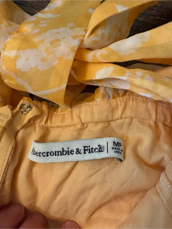 Abercrombie & Fitch Maxi Dress Womens MP Yellow Excellent Floral Ruffle Cutout - Image 6
