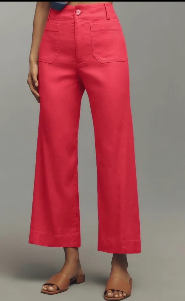 Anthropologie Maeve The Colette Wide-Leg Cropped Linen Pants, Size 26 - Image 4
