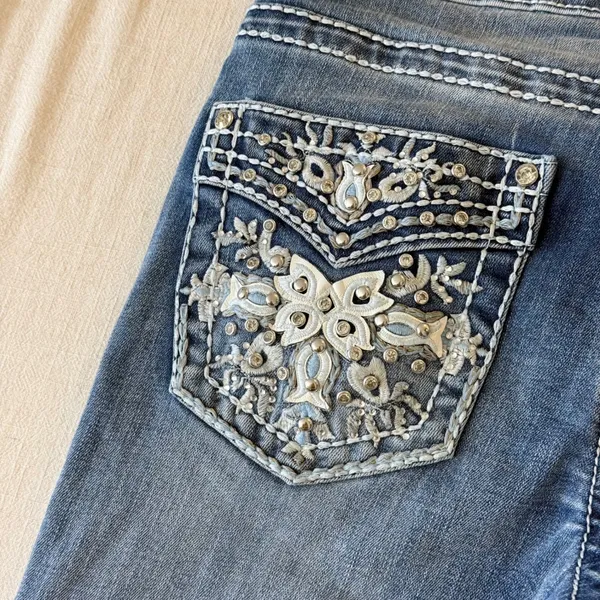 Telepatia Y2K McBling Bootcut Jeans 9/29 Rhinestone Embellished Pockets - Image 12