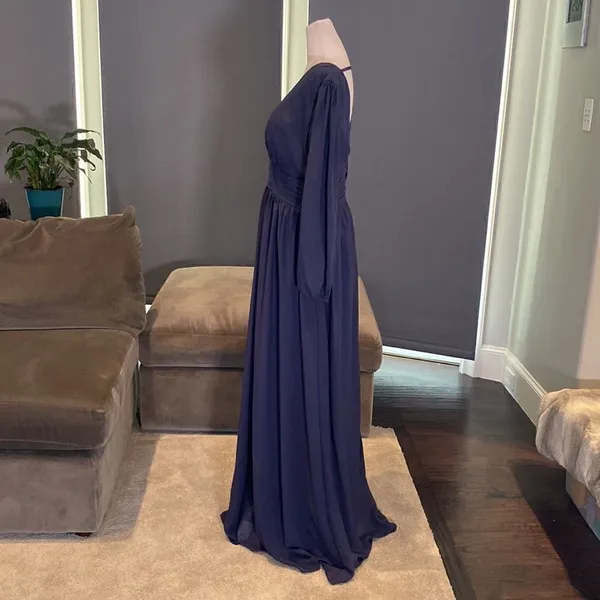 Women’s Blue Full Length V-Neck Corset Bridesmaid Dress Leg Split Size 14 - Image 8