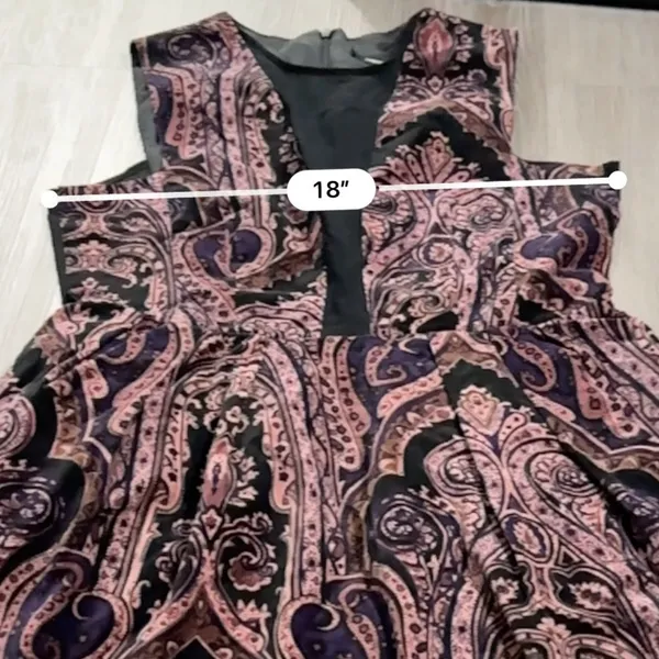 ASOS Black &‎ Pink Paisley Print Velvet Sleeveless Fit & Flare Mini Dress Sz 8 - Image 7