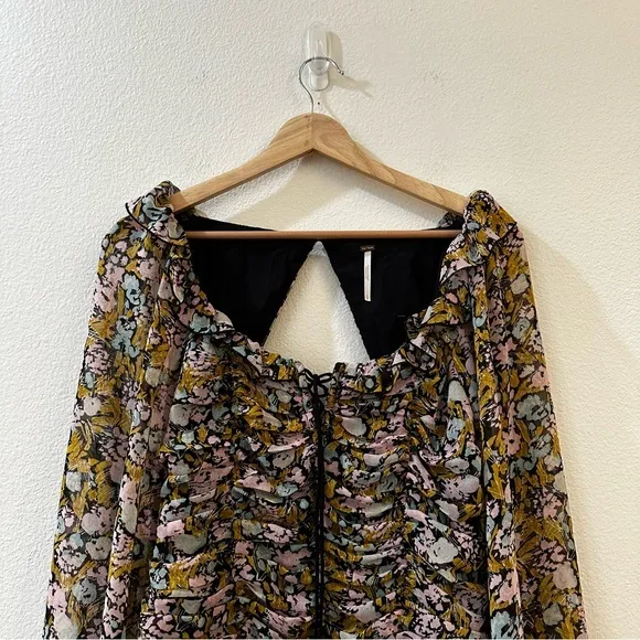 Free People Mabel Printed Blouse in Black Combo Size Small‎ Floral - Image 5