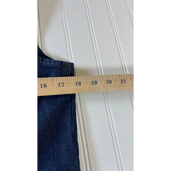 Gap Denim Pleated Mini Dress Dark Wash Square Neck Sleeveless Coquette Medium - Image 9