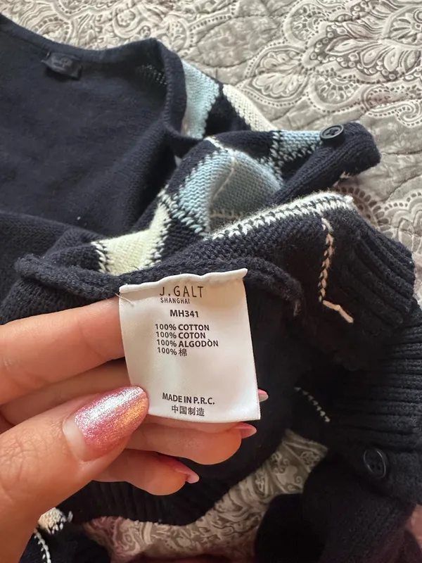 John Galt Brandy Melville Cardigan Argyle - Image 3