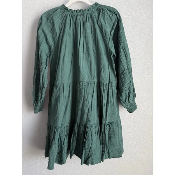 Anthropologie Carrie Mini Dress Green Peasant Tiered Tunic Lace Sleeve Sz S Boho - Image 10