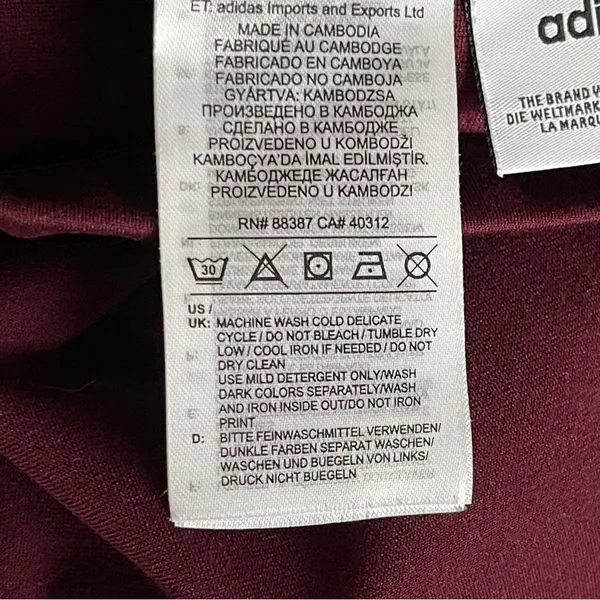 ADIDAS | Burgundy Logo Full Length Leggings Sz XS - Image 7