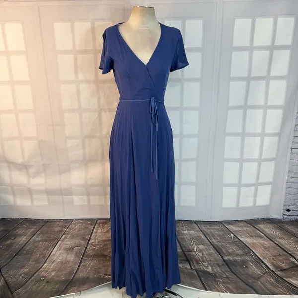 Lulu’s Heart of Marigold Blue Wrap true Maxi Dress size xs - Image 3