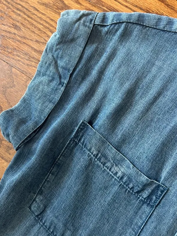 Velvet Heart Chambray Denim Shirt Dress,Size XS Button Down Cap Sleeves Pockets - Image 9