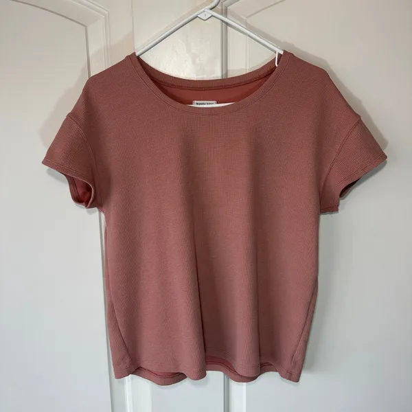 Tommy John‎ Womens Zen Waffle Knit Tee Short Sleeve Light Mahogany Pink Large - Image 2