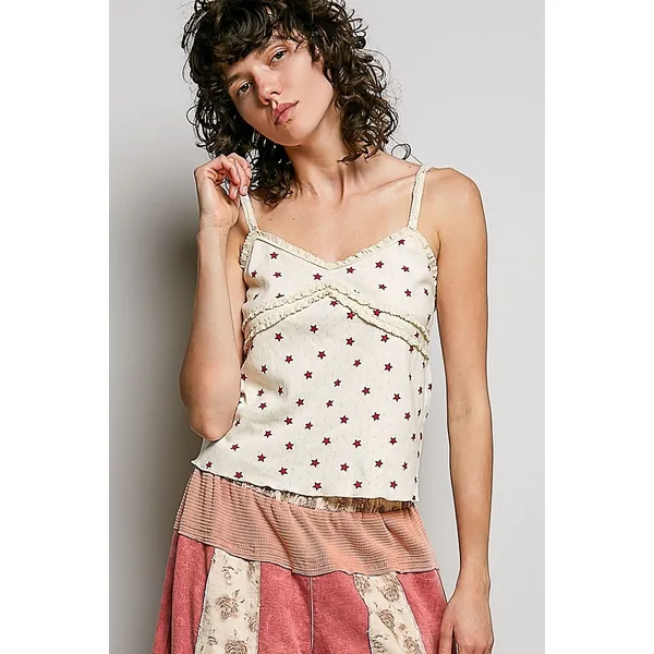 POL Star Printed Lightweight Ribbed Knit Cami - Medium - Image 2