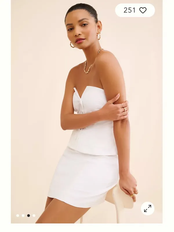 BHLDN Strapless Vest Mini Dress white cotton fall party formal $200 - Image 3