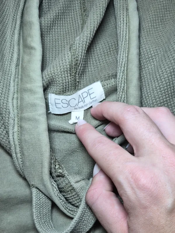 Women’s Hooded Button-Front Jacket in Olive Green Cotton Medium - Image 2