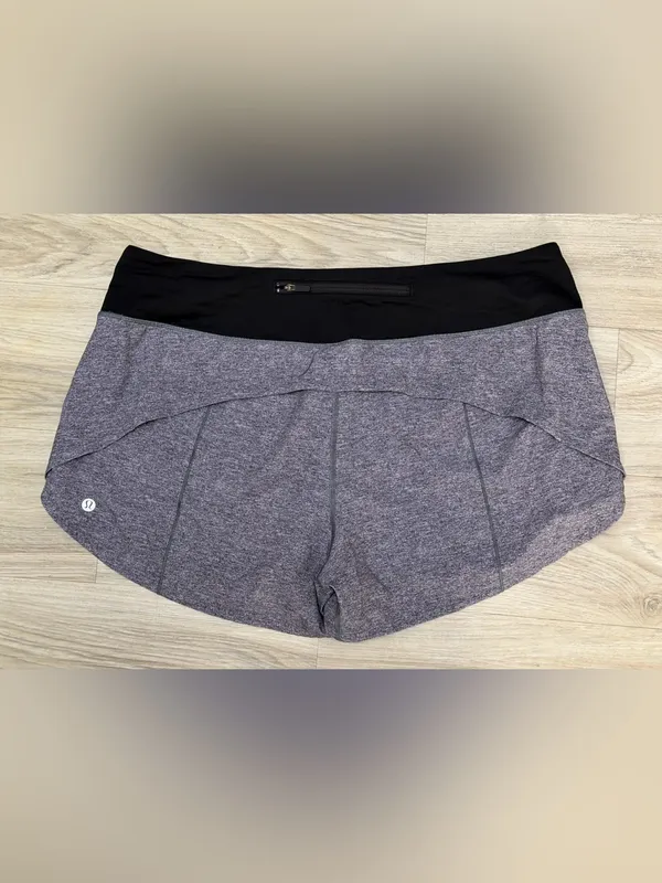 lululemon Speed Up Mid Rise Tall Running Shorts Heathered Gray Black Athleisure - Image 5