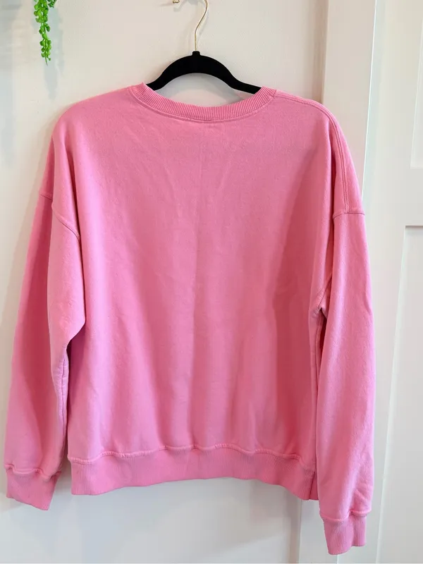 Champion Bubblegum Pink Embroidered Middle Logo Crewneck Sweatshirt - Image 8