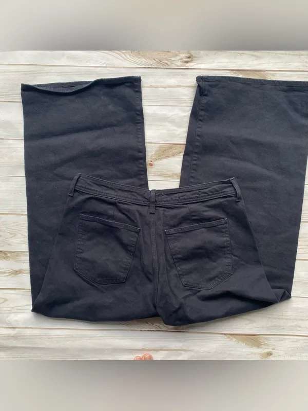 Universal Thread solid black sailor high waist wide leg denim jeans fall winter - Image 4