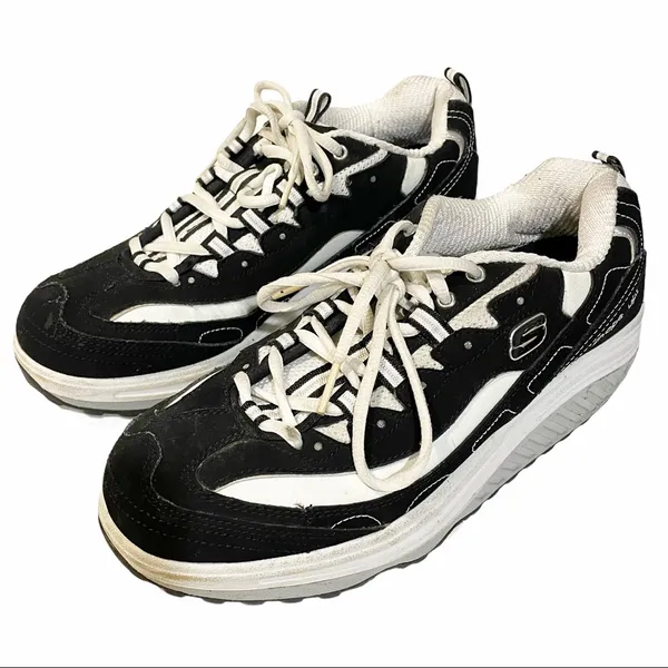 Skechers Size 9 Fitness Shapeups Y2K Black White Womens Sneakers‎ - Image 2