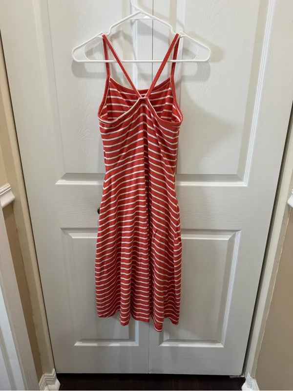 Pact Striped Organic Cotton Spaghetti Strap Mini Dress S - Image 3