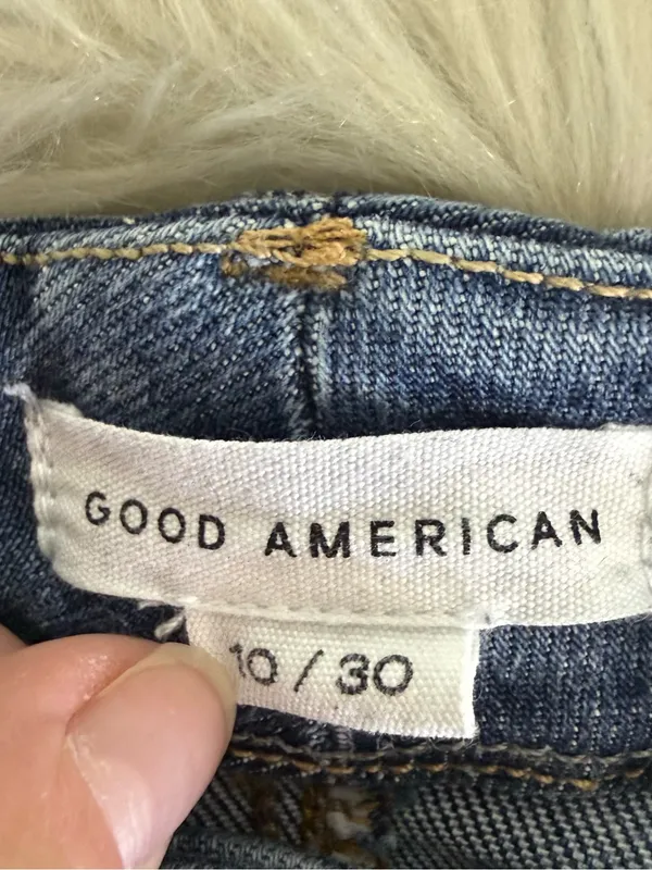 Good American Good Curve Straight Jeans Size 10/30 Super High Rise Raw Hem - Image 5