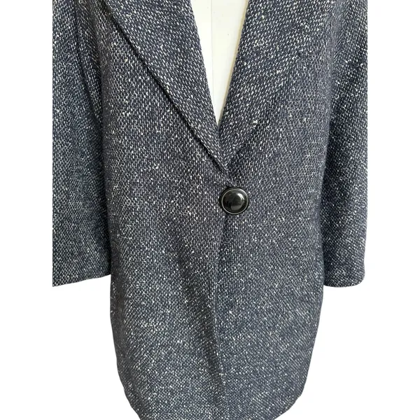 Cabi Blair Black Oversized Wool Blend Tweed One Button Dark Academia Jacket M - Image 5