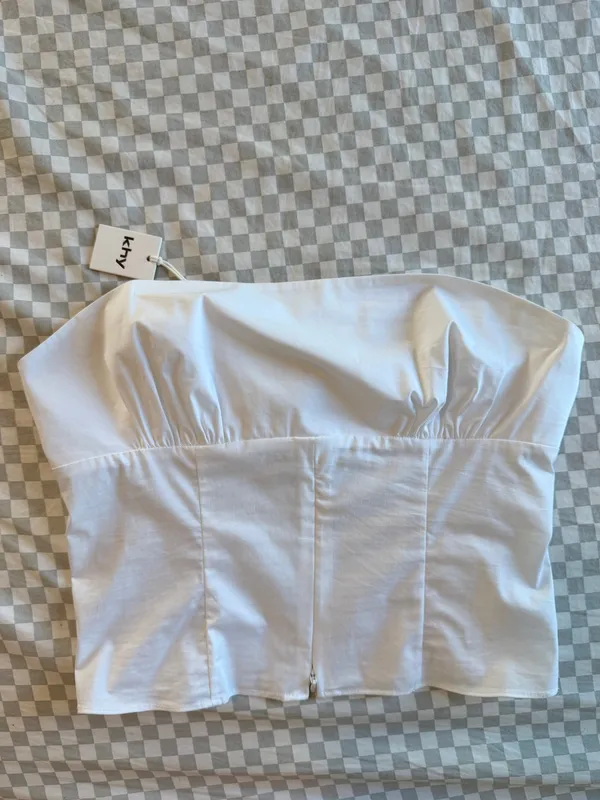 KHY Poplin Tube Top White NEW Medium White Cotton - Image 2