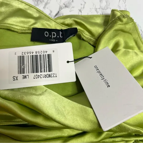 NWT OPT lime satin strappy dress‎ Sz XS - Image 3