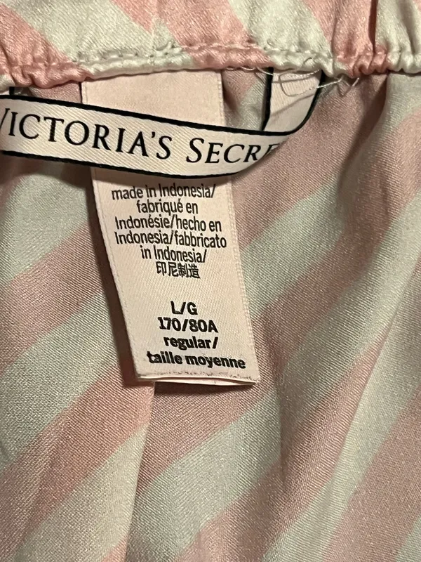 Womens large Victoria's Secret pajama pants w/drawstring & pockets-pink striped - Image 10
