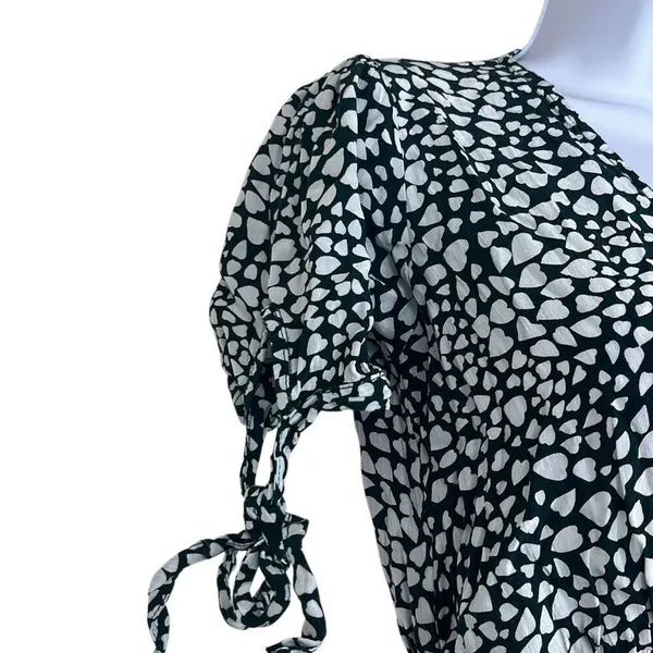 Anthropologie Rue Stiic XS Green White‎ Laguna Heart Print Button Up Mini Dress - Image 5