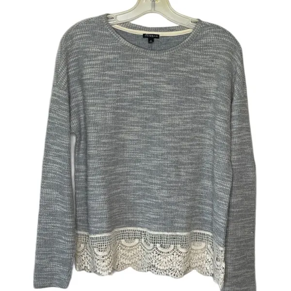 Hannah Top With Lace Trim‎ Gray - Image 3