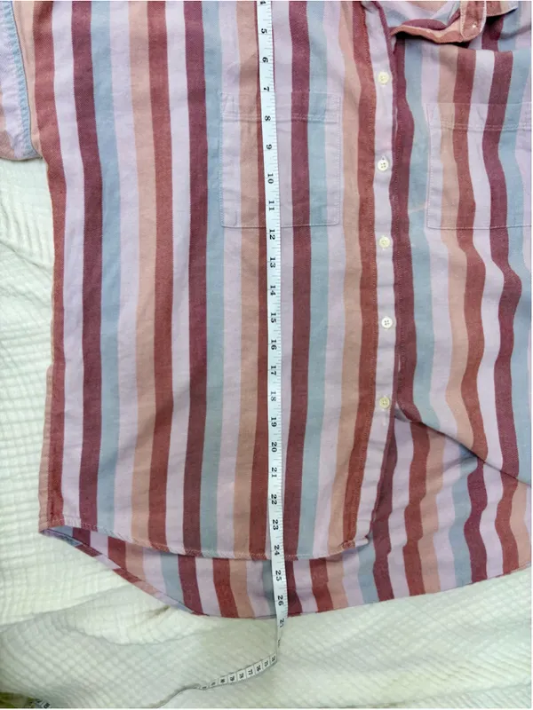 Women's Madewell Boxy Button Down Shirt Size S Multi-color Striped Cotton - Image 9