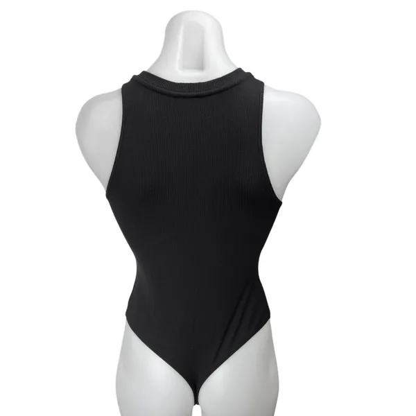 Aritzia Wilfred Free Black Ribbed Knit Round Neck Sleeveless Tank Bodysuit Top S - Image 2