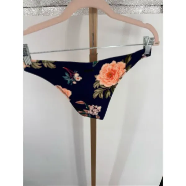 Triangl Navy Floral Neoprene Cheeky Bikini Bottoms Size Medium - Image 4